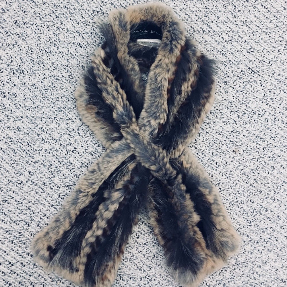 Rabbit and fox fur scarf genuine fur